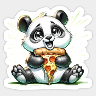 Cute Panda Bear Eating Pizza Sticker